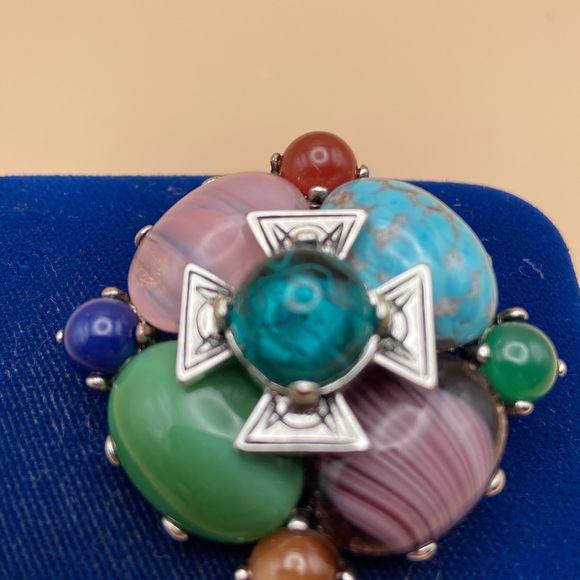 Joan Rivers Multi Colour Stones, Crystals & Rhinestone Brooch. Flowers & Cross. - Picture 8 of 12